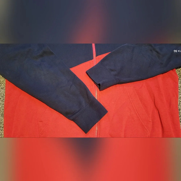 NIKE full zip hooded sweatshirt, logo front & back red white navy mens XLG 90s - Picture 6 of 11